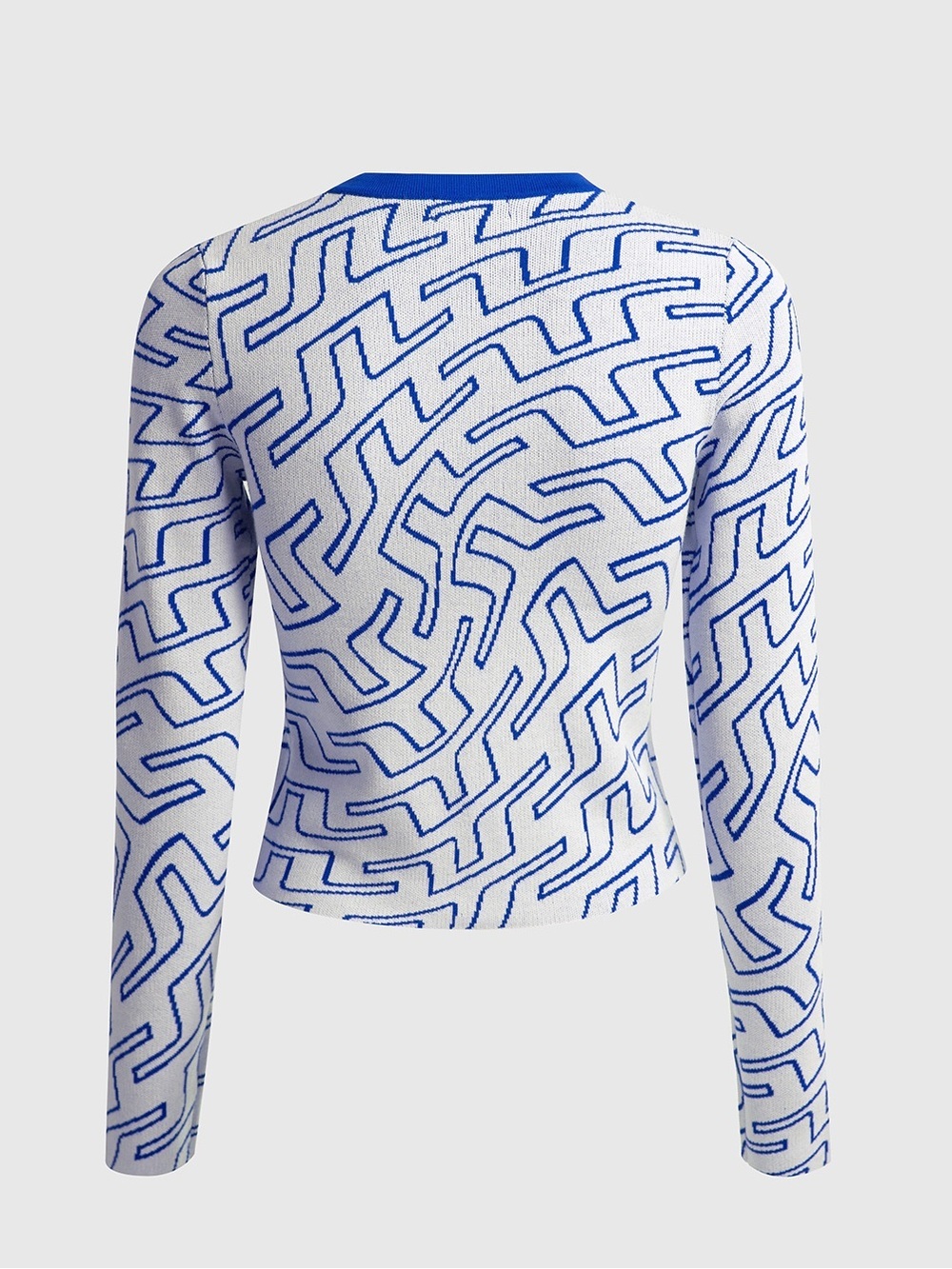J.Lindeberg White Cardigan Jacket with Blue Geometric Trim, Size S - Picture 5 of 11